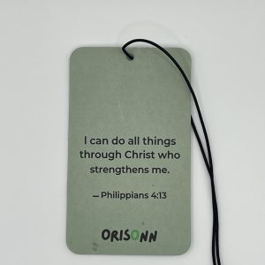 Philippians 4:13 Christian Car Air Freshener with Royal Pine fragrance featuring I Can Do All Things Through Christ.